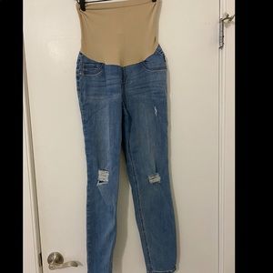 Maternity distressed boyfriend jeans